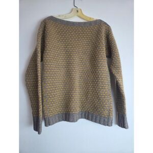 Zanone Women Mustard Yellow/Gray Virgin Wook/Yak Knit Spilt Back Sweater EU42